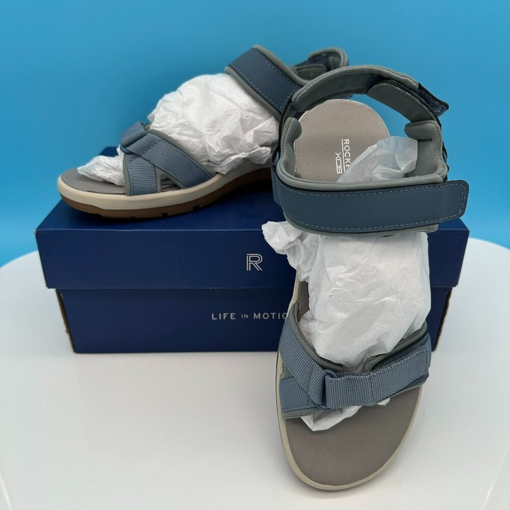 Rockport Women's Trail Tech Adjustable Strap Washable Sandal,‎ Size 8M, Blue